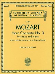 W.A. Mozart: Horn Concerto No.3 (noty, lesní roh, klavír)