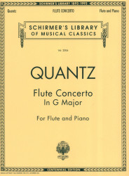 Johann Joachim Quantz: Flute Concerto In G Major (noty na příčnou flétnu, klavír)