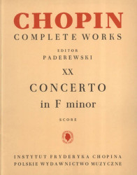 Frédéric Chopin: Concerto No.2 Op.21 F-minor Volume XX (noty pro orchestr, partitura)